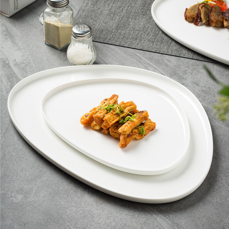 Pure white special-shaped ceramic plate for homeasymmetrical dish plate triangular steak plate western restaurant casual plate kitchen