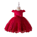new product flying sleeves beaded first birthday dress embroidered bows fluffy trailing skirt flower children's clothing catwalk performance costume