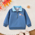 Boys' and girls' long-sleeve embroidered sports top with turn-down collar