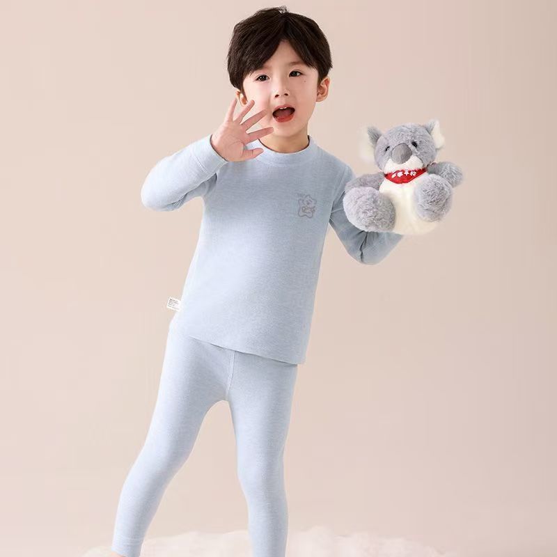 Kids silk cashmere boneless autumn clothes and long johns boys and girls home clothes baby heattechintimatessuit type a wholesale