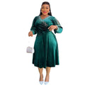 Aliexpress african plus size  autumn/winter new european and american cross-border elegant evening gown rhinestone velvet dress