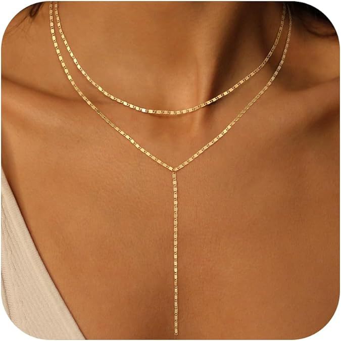 Amazon new arrival: zircon-embellished chain tassel y-shape necklace - fashionable minimalist lariat choker, perfect for holiday gifts