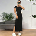 European and american style women's elegant knitted sleeveless dress - new summer backless slit midi dress
