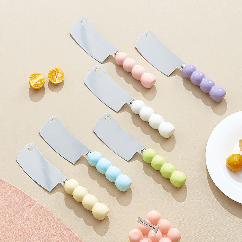 Creamy style thickened ceramic handle utility knife - multi-purpose, high-value fruit knife, stainless steel design dessert knife