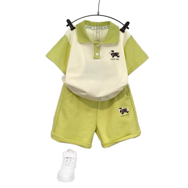 Boys' summer short-sleeve outfit, little boy summer two-piece set, kids' clothing  new fashionable baby clothes