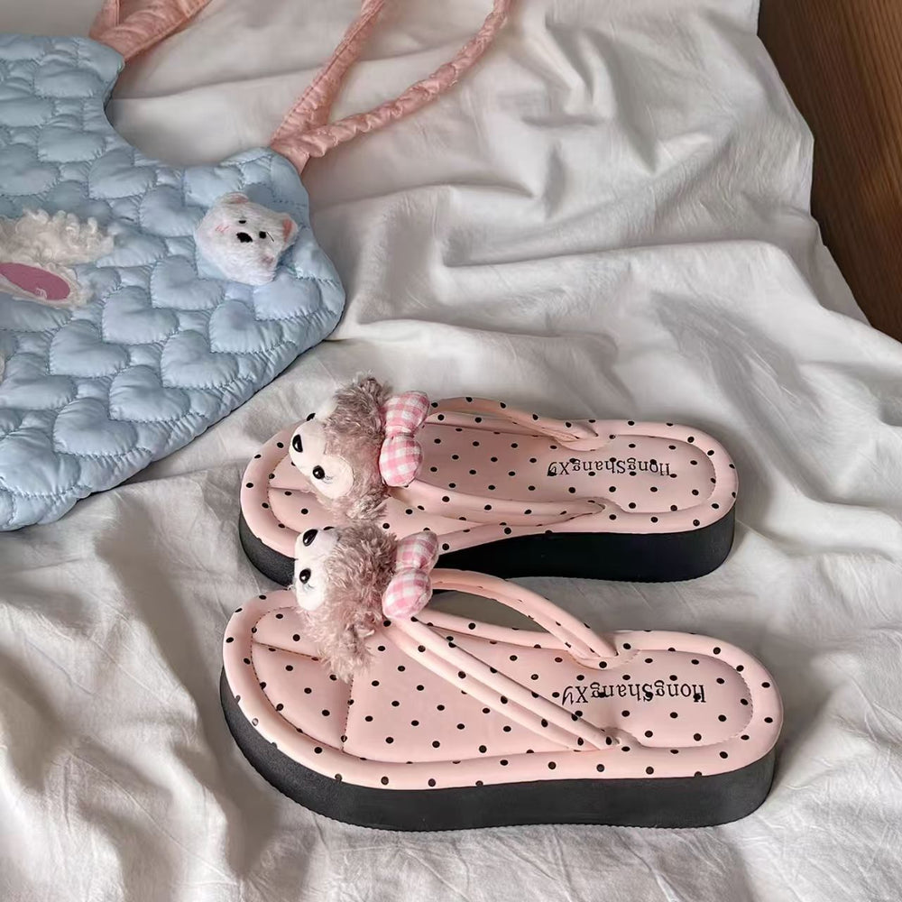 Thick soleoutwear new product cartoon mige mouse flip-flops women's summernew arrivalcute heightening flip-flops beach sandals