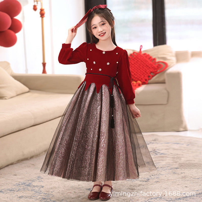 Ready-to-ship children's formal dresses, new  christmas princess dresses for girls, autumn and winter tutu skirts, halloween costumes