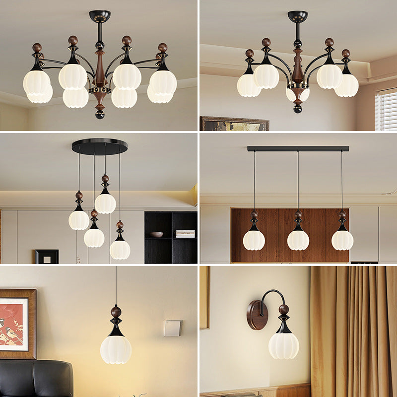 French medieval style living room chandelier modern simplicity high-end hall main lighting 2025 new walnut lamps