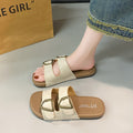 Women's flat sandals - summer outdoor wear, 2026 new fashion buckle design, non-slip casual beach soft sole thong sandals