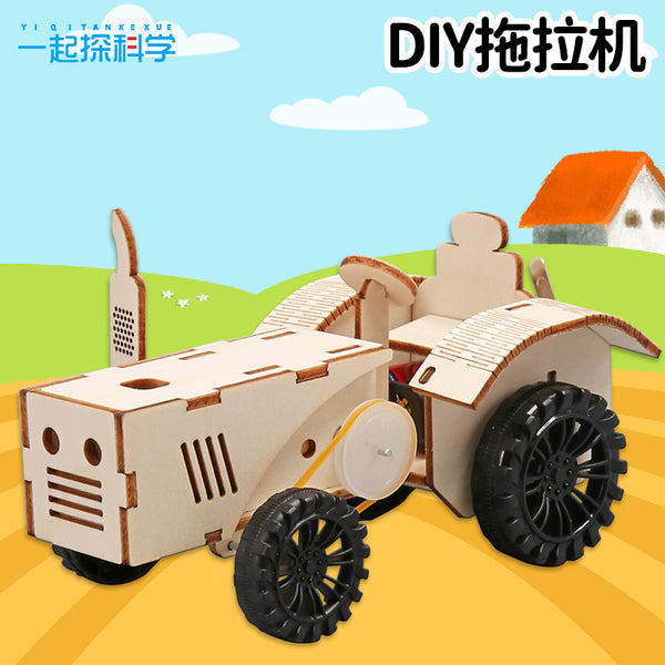 Tractor plowing machine primary school students science DIY technology small production children hand-assembled steam science and education toys
