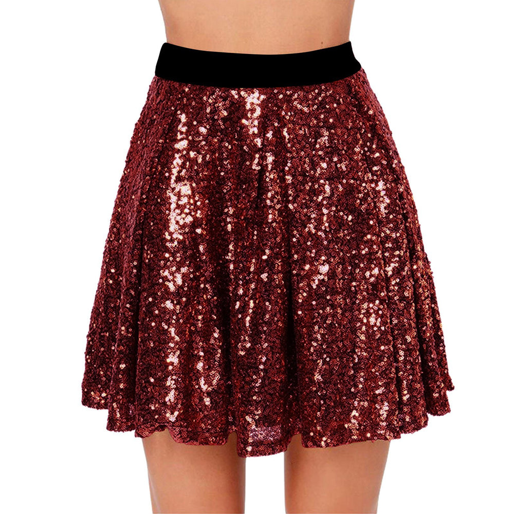 new european and american style sparkly high-waisted slimming pleated skirt with sequins and elastic waistband for women - perfect for cross-border e-commerce on  and
