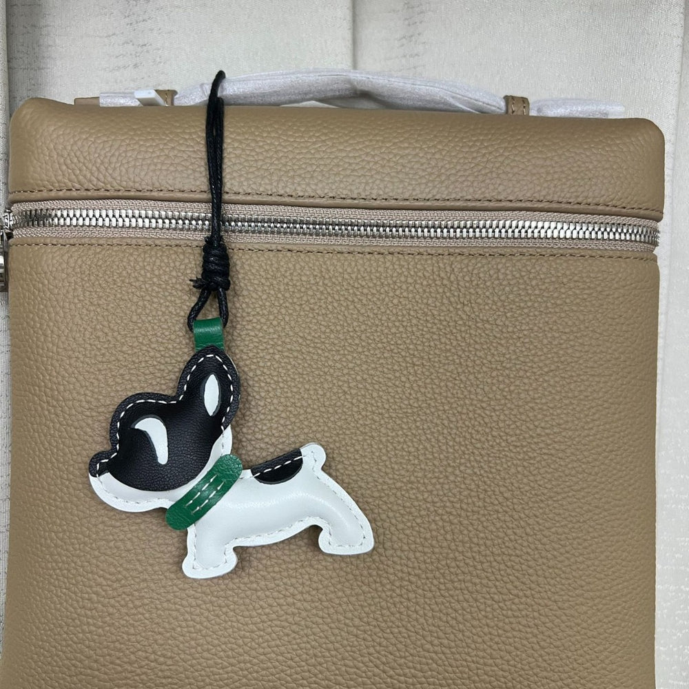 Crazy ins puppy pendant cartoon rocking dog leather pendant handmade goatskin bag pendant car keychain