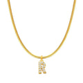 Geometric chic gold-tone blade chain necklace with letter pendant - stainless steel jewelry for women