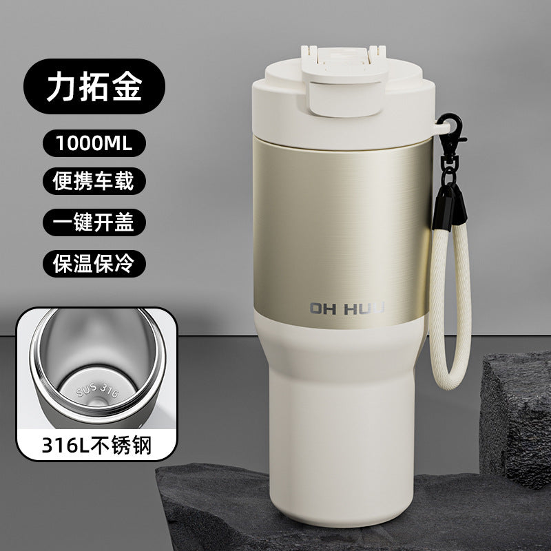 316 big mac thermos cup large capacity water cup cold ice cup stainless steel liner double drinking straw cup personalized