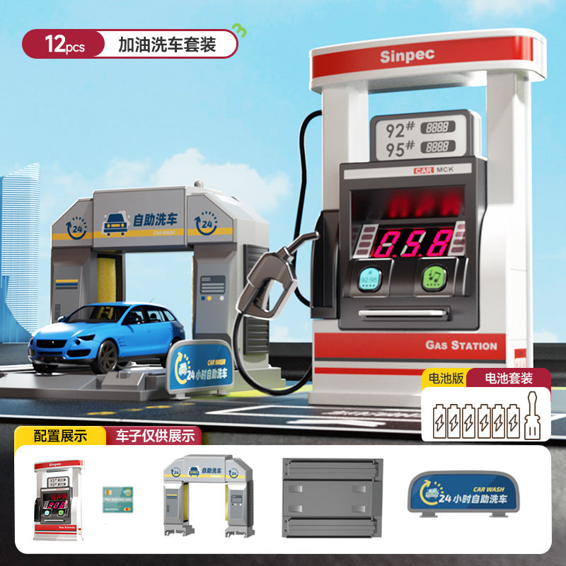 New large-sized realistic simulation gas station toy car wash garage toy for boys and children - educational toy
