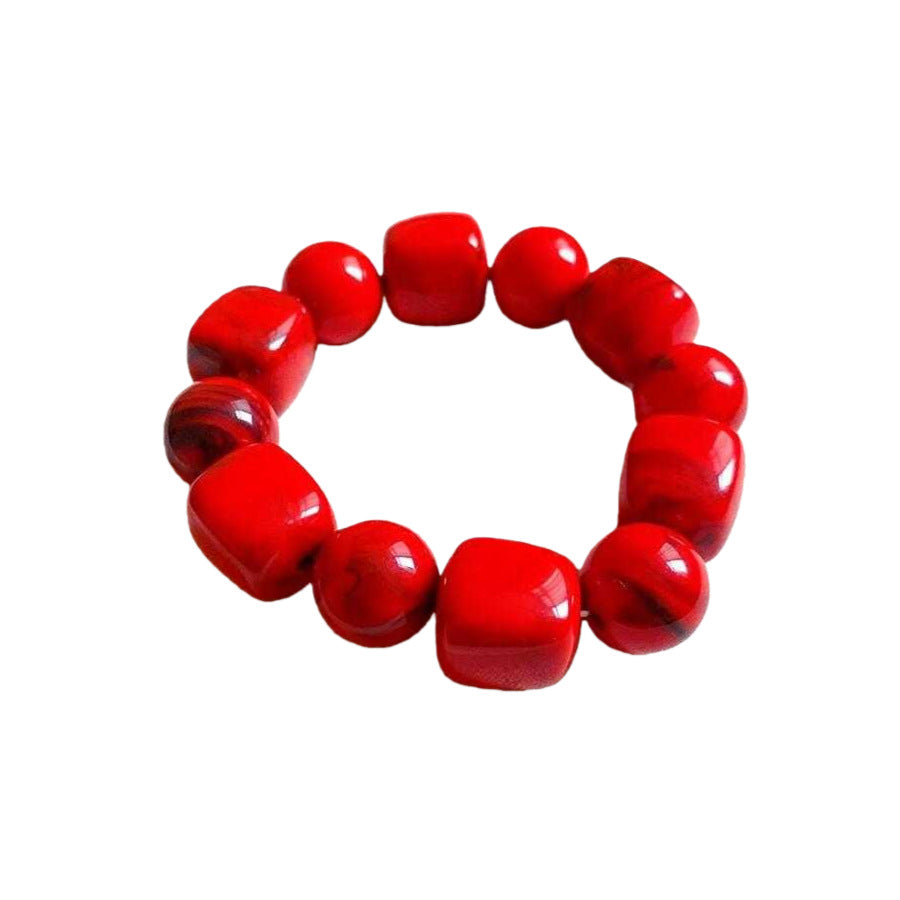 Wholesale acrylic beaded bracelets - trendy dopamine jewelry, unique irregular geometric stretch bracelets for women (cross-border e-commerce)