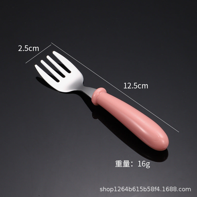 Cross-border 304 stainless steel children's tableware spoon fork box three-piece set baby feeding tableware mother and baby gifts