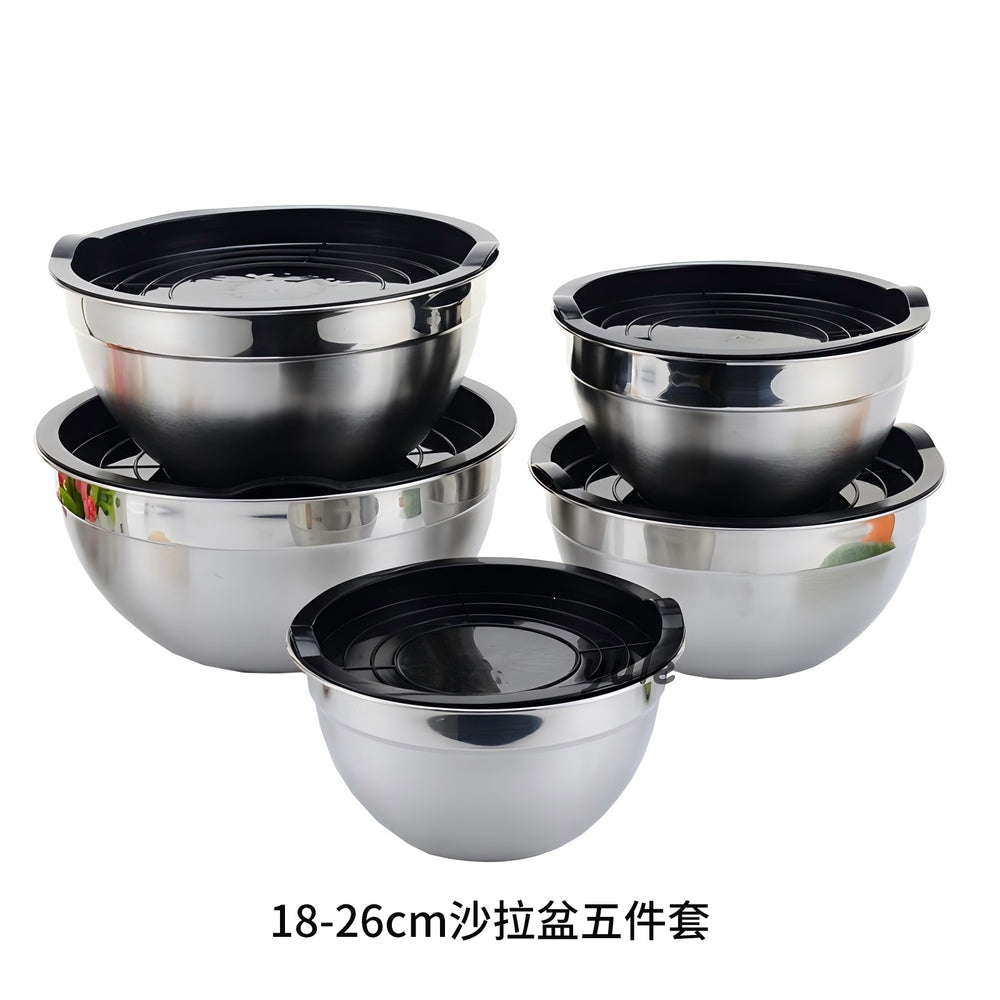 stainless steel cooking basin suitfor home baking and mixing basin, egg beating basin with lid, multi-purpose salad bowl, kimchi bowl