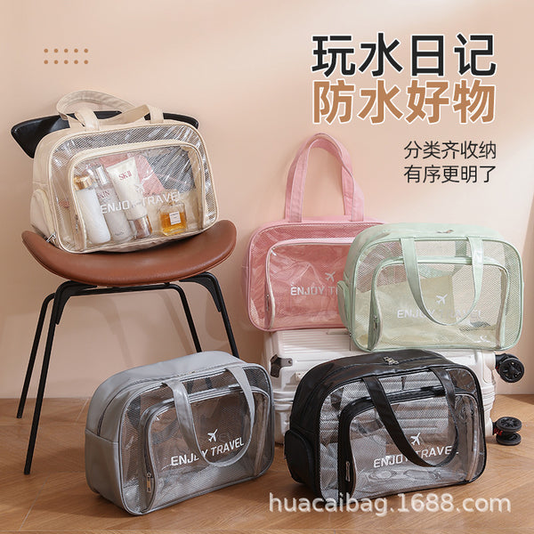 PU Multifunctional Wash Bag Travel Storage Large Capacity Swimming Bag Portable Makeup Anti-splashing Storage Bag Shoe Warehouse