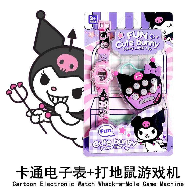 Factory direct electronic watch + whack-a-mole game console charm set - kids' cartoon watch