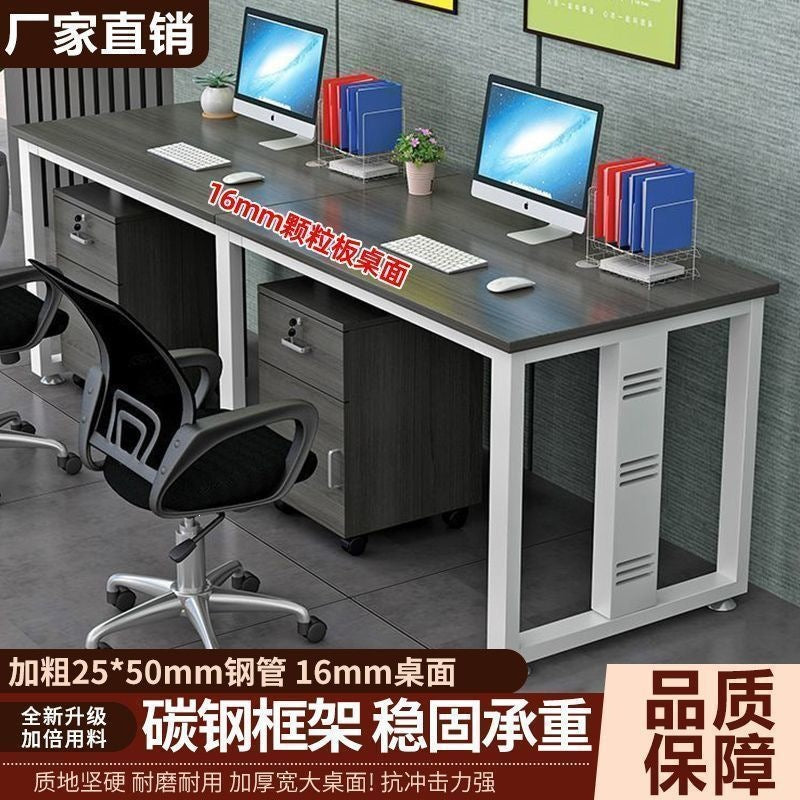Single person office computer desk - minimalist modern office employee workstation desk and chair set - home office desk - simple executive desk