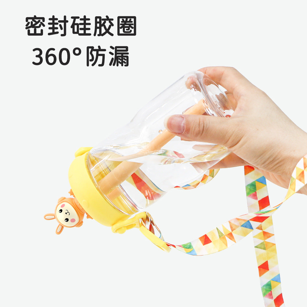 Cartoon baby straw cup food grade tritan kids water bottle tumbler large capacity drinking cold brew cup