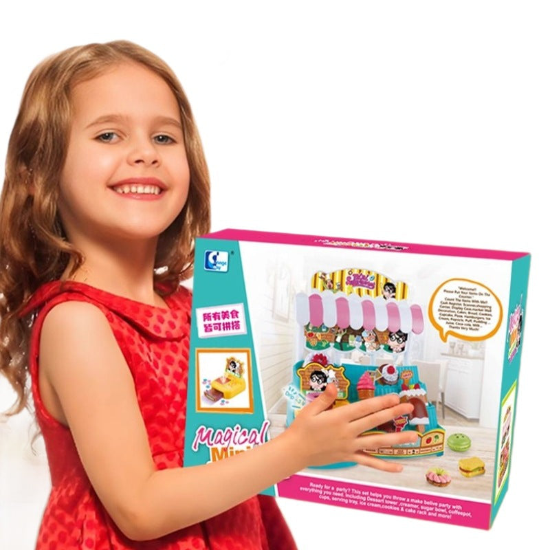 Kidsassemble cake ice cream burger dessert supermarket shelf voice cash register girl artificial play house toy