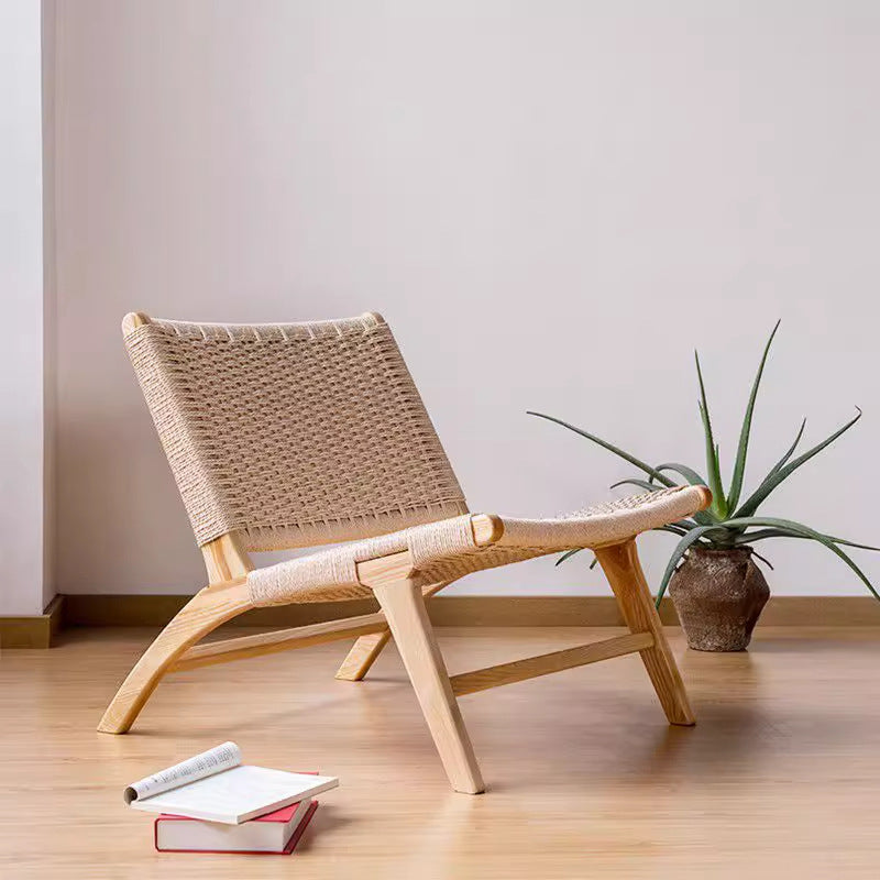 Nordic solid wood single sofa chair recliner saddle chair back chair design cross-border wabi-sabi style