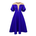 Am220954sexy mesh see-through dress designer lantern sleeve beaded a-line skirt dresses