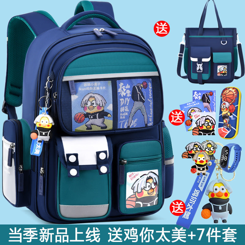 2026 new children's backpack for boys, elementary school grades 1-6, boys' and girls' spine-protecting, weight-reducing double shoulder bag