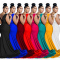 C6357 cross-border   fashion women's solid color v-neck sleeveless ruched maxi dress