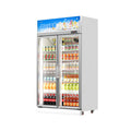 Huaer double-door wine and beverage cabinet supermarket convenience store fresh-keeping cabinet vertical refrigerator display cabinet commercial freezer