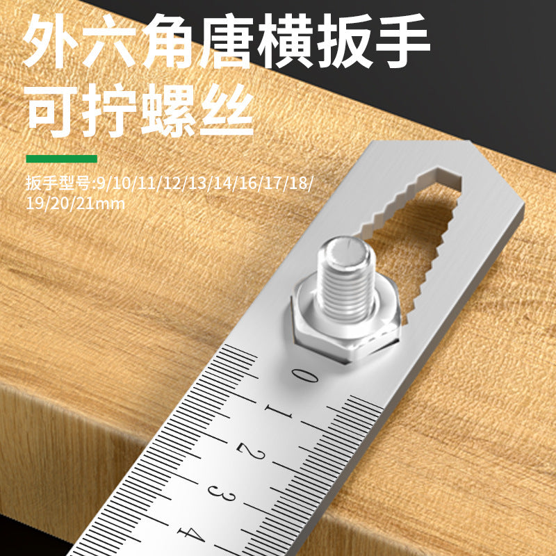 Baolian steel ruler double scale measuring ruler tool multifunctional car self-defense ruler high hardness thickened defense ruler