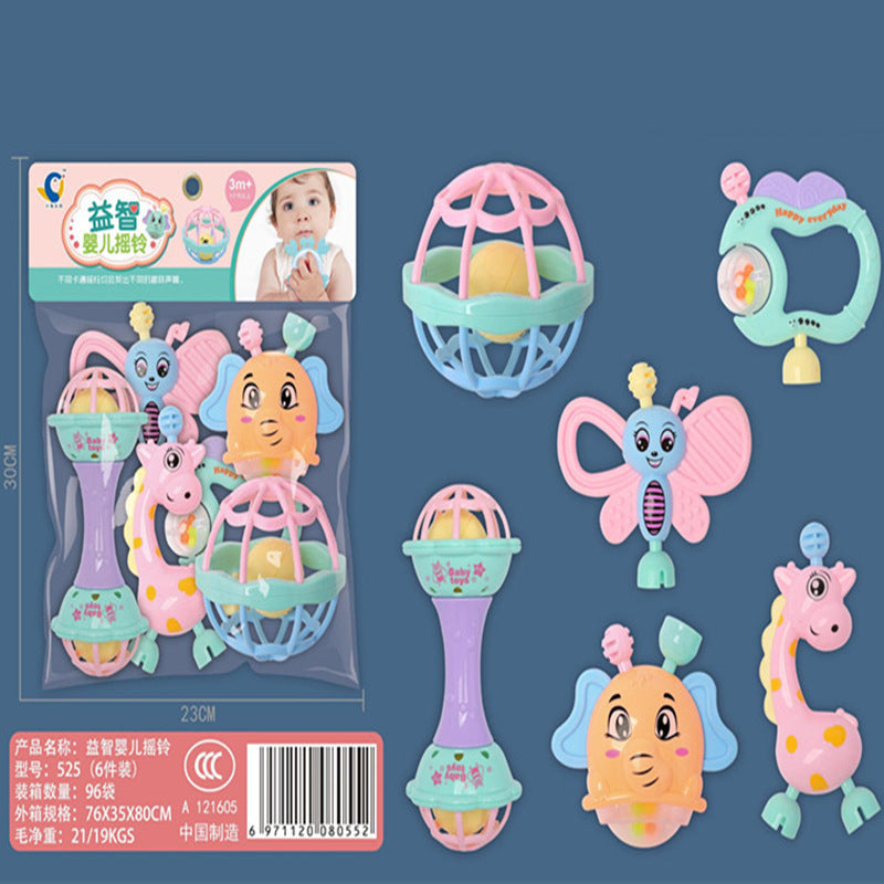 Cross-border Export South East Asia Baby Rattle Hand Rattle Bag Newborn Baby Toys Teeth Chewing Glue Rattle Gifts