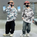 Boys' sweatshirt - spring/autumn collection  - new kids' long-sleeve base layer - cool & trendy crewneck top for boys - autumn apparel