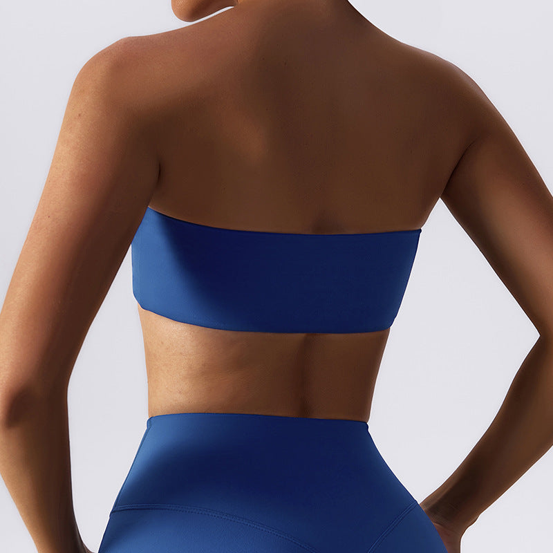 All-in-one seamless sports bra - anti-exposure bandeau top, perfect for layering, workout base layer, tight-fitting yoga top - model 8075