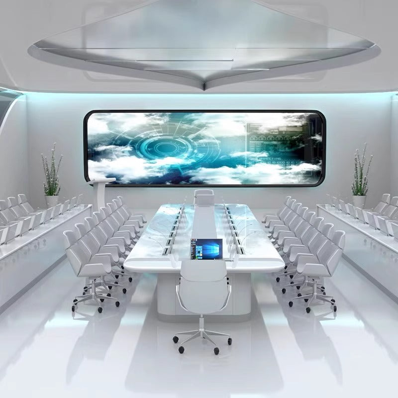 Painted conference table, intelligent adjustable paperless office table, large multi-functional bar table, conference room table and chair combination