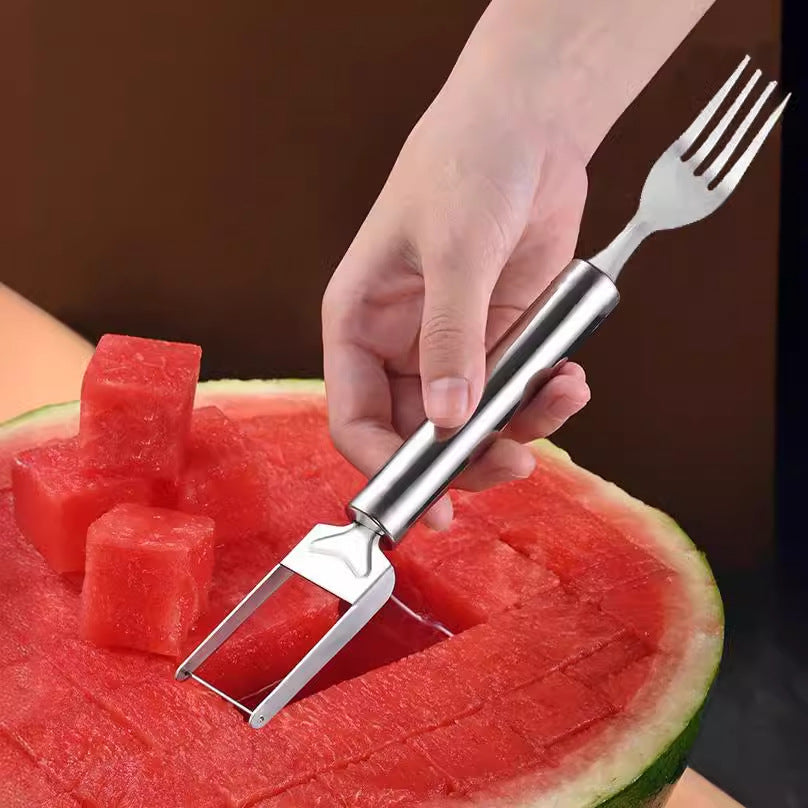 New multifunctional stainless steel double-head watermelon slicer - commercial grade fruit pulp divider - specialized watermelon dicing knife