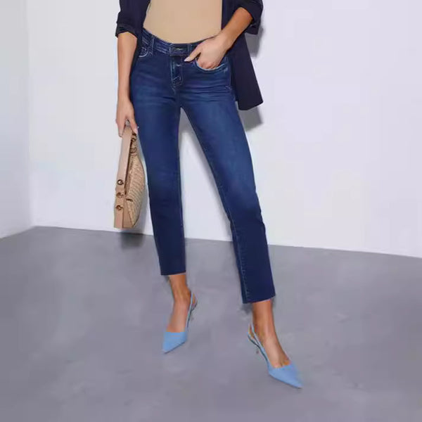 Foreign trade supply, factory direct sales, high waist, slim fit, elastic, fashionable and retro, women's jeans,  explosion