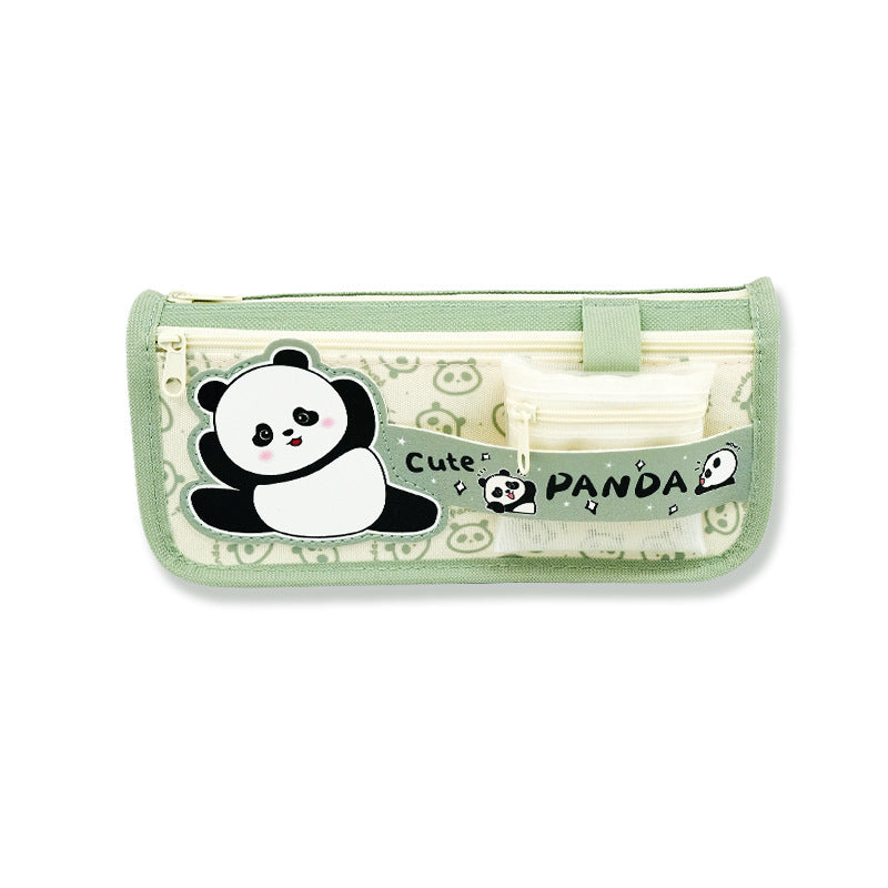 Creative panda pencil case ins wind niche stationery bag simple wind children's stationery box high value cute pencil case