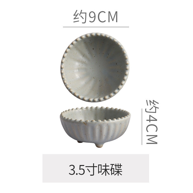 Vintage-style rustic ceramic bowls, plates, and dishes - creative beaded edge steak plates and dessert bowls for restaurants and hotels - premium presentation
