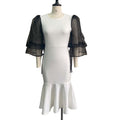 D172  independent station mesh splicing fishtail dress european and american fashion large size hip-covering cross-border dress