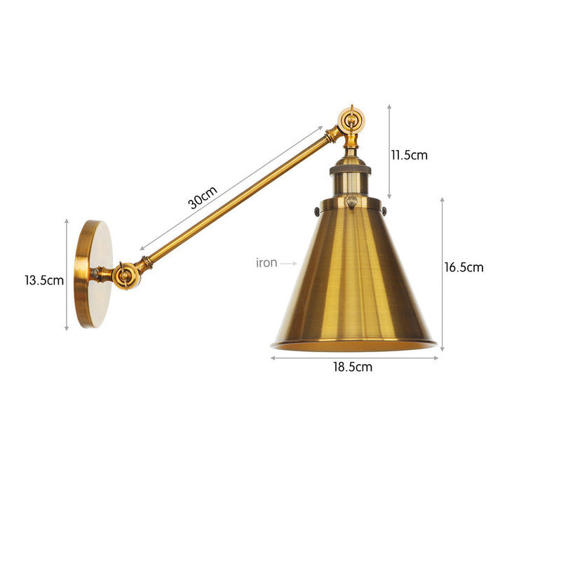 American industrial wind wrought iron wall lamp, living room retro background wall lamp, aisle entrance, golden simple bedroom bedside lamp