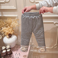 Fall and wintergirlstrendy three-layer quilted thickened bottom pants baby k-styleheattech pants kidseasiest for match children's clothing