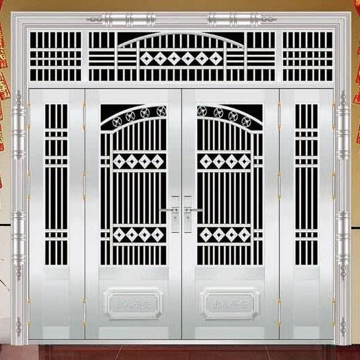 304 stainless steel door self-built house double-open rural glass door for home white steel rose entrance security door