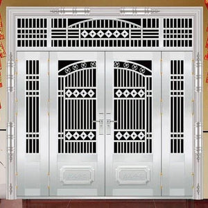 304 stainless steel door self-built house double-open rural glass door for home white steel rose entrance security door