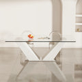 Customizable tempered glass dining table - modern minimalist rectangular table for living room, carbon steel long table, high-temperature resistant dining table