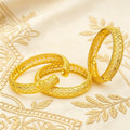 Vintage filigree hollow gold-plated bangle for women - middle eastern wedding & ethnic style bracelet - wholesale & dropshipping available