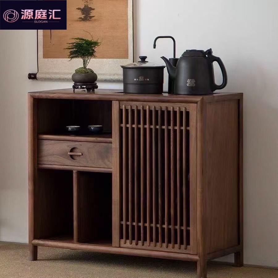 New chinoiserie tea cabinet solid wood tea cabinet tea side cabinet for homemovable tea table water boiling multi-functional storage sideboard