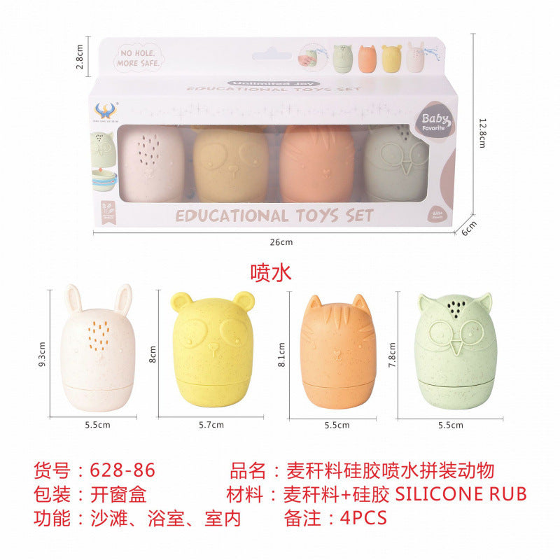 Cross-border  vinyl environmental protection early education shape color cognition bathroom water toy gift stacking music set